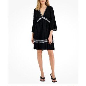 INC International Concepts Black Womens Crochet Trim Babydoll Dress Size S